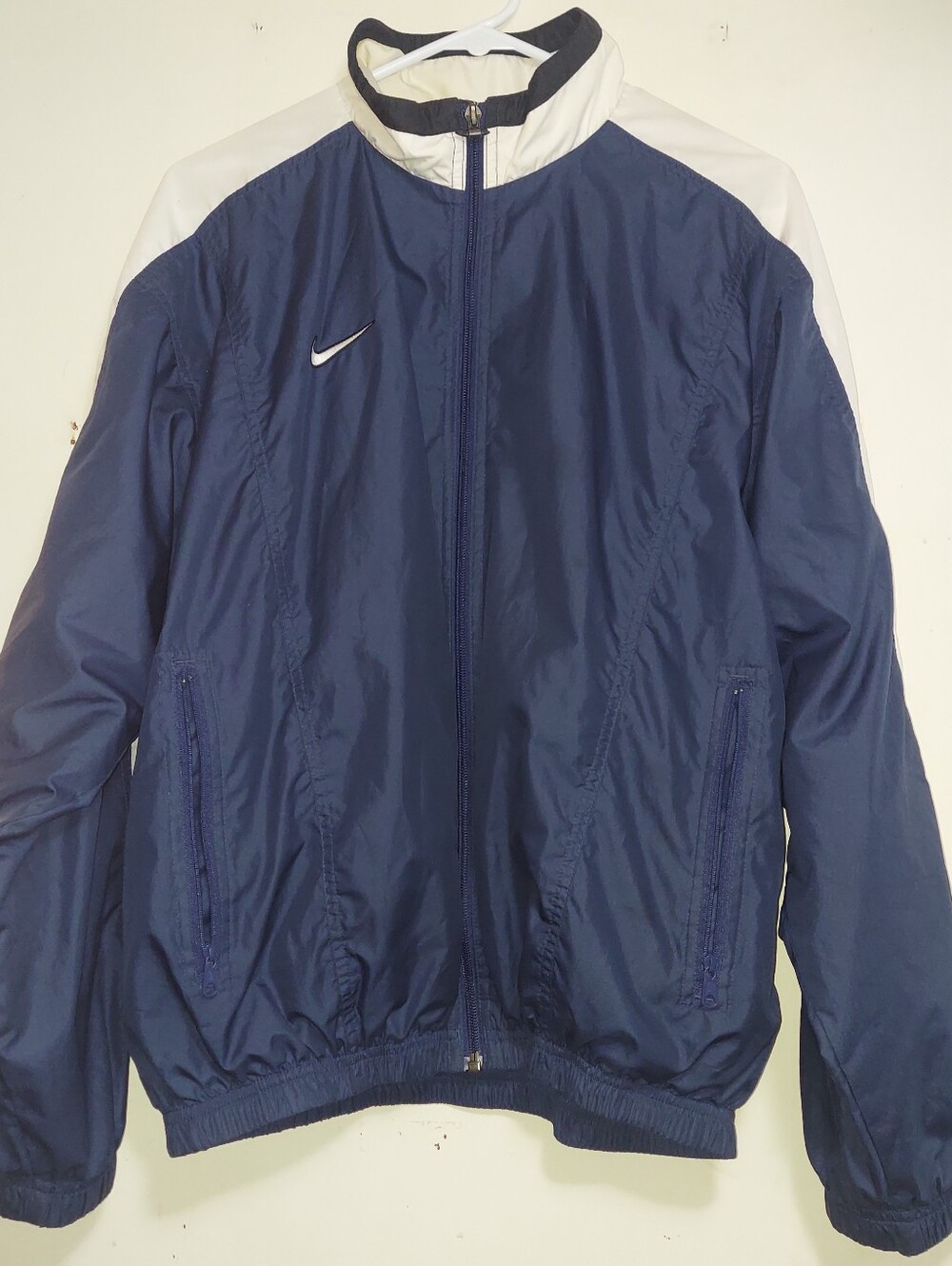 Nike Navy and White Full-Zip Windbreaker Jacket